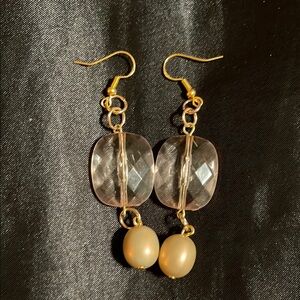 Elegant Sterling silver Gold and Cream Earrings